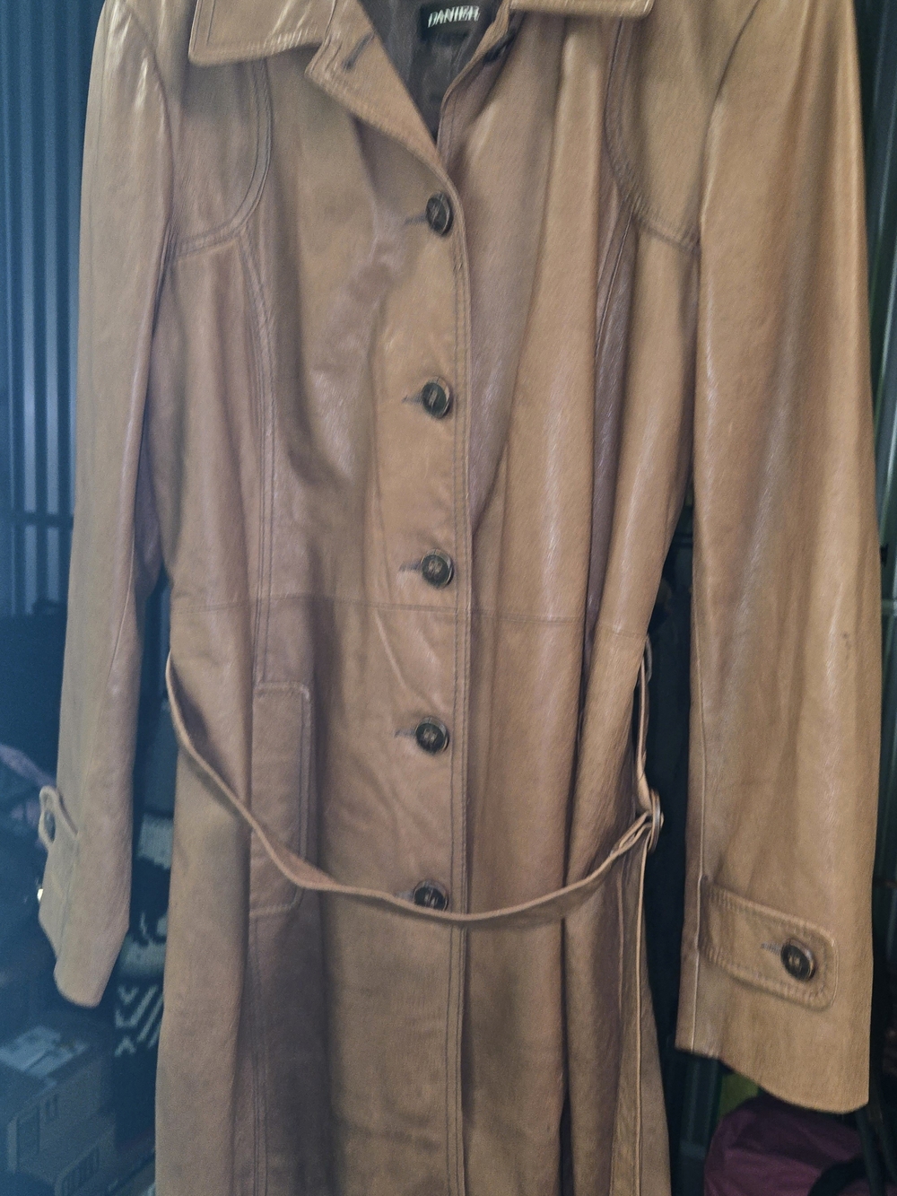 Women's Brown Genuine Leather Trench Coat